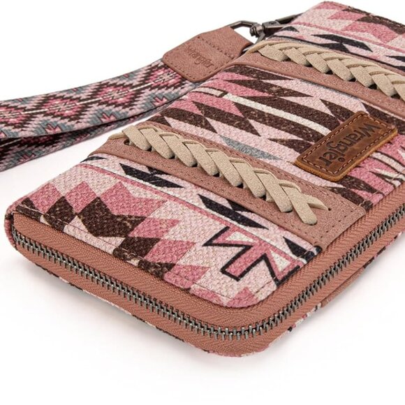 Aztec Boho Cotton Canvas Zipper Wallet Wristlet Purse for Women - Picture 3 of 6